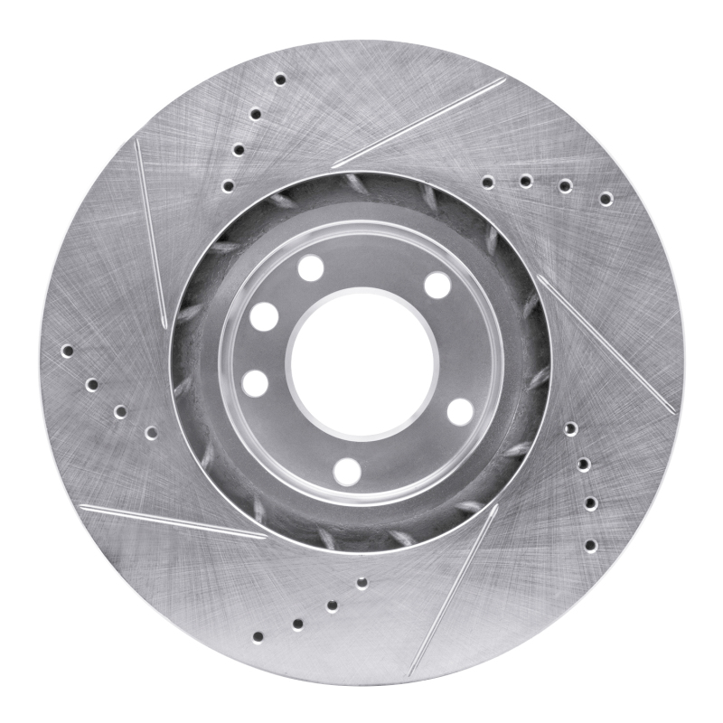 Porsche CAYENNE Brake Rotor (1) - Left Front - R1 Concepts - Drilled & Slotted - Silver - `11-`18